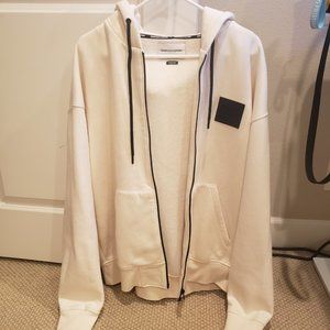 The Kooples Men's Zip-up Hoodie with Rubber Logo and Detachable Mask